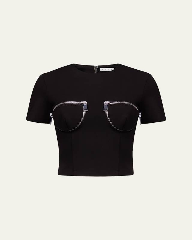 Zipper Bustier Cup Crop T-Shirt
